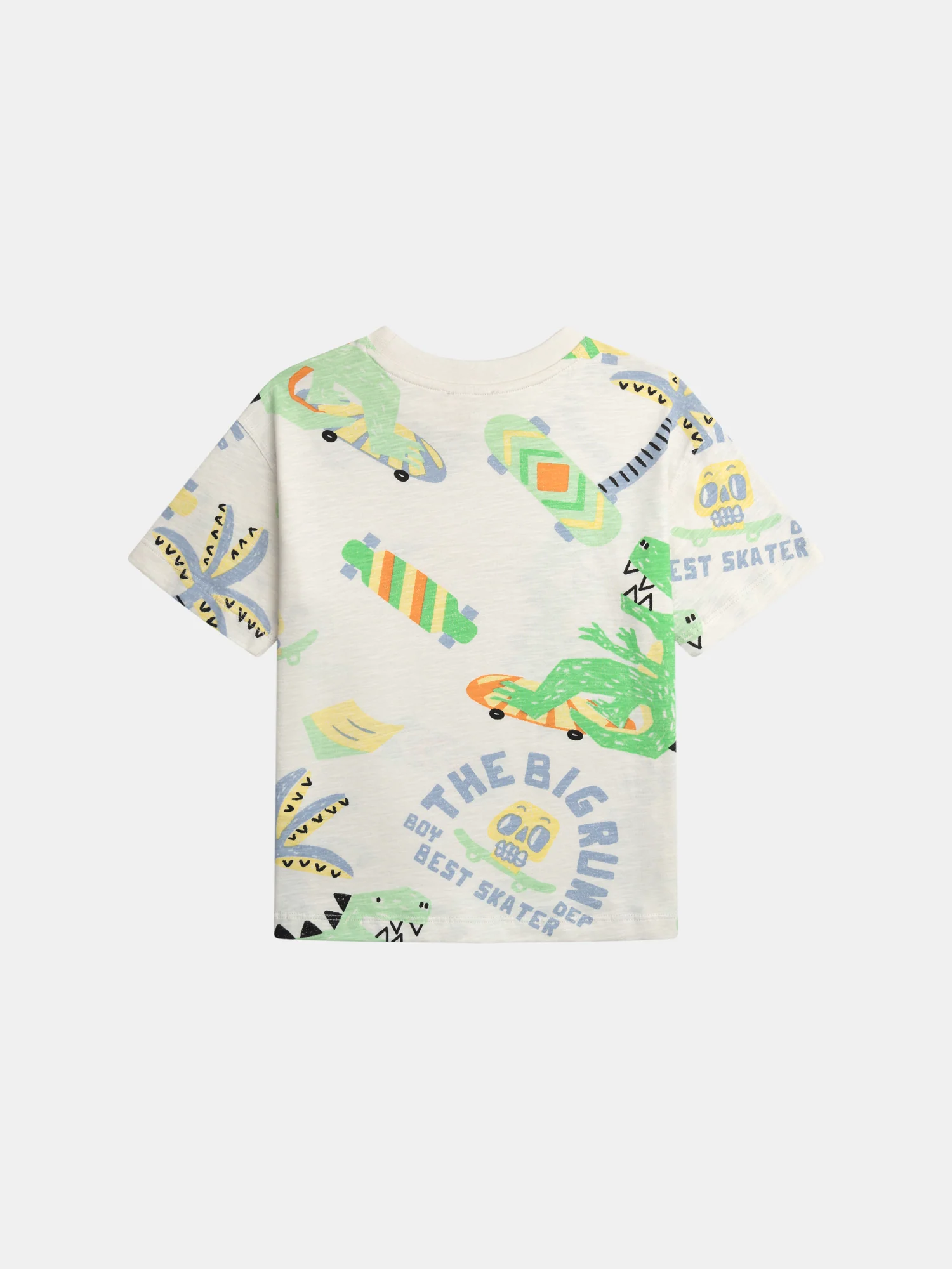T-shirt ecru con stampa di dinosauro per ragazzi - Image 6