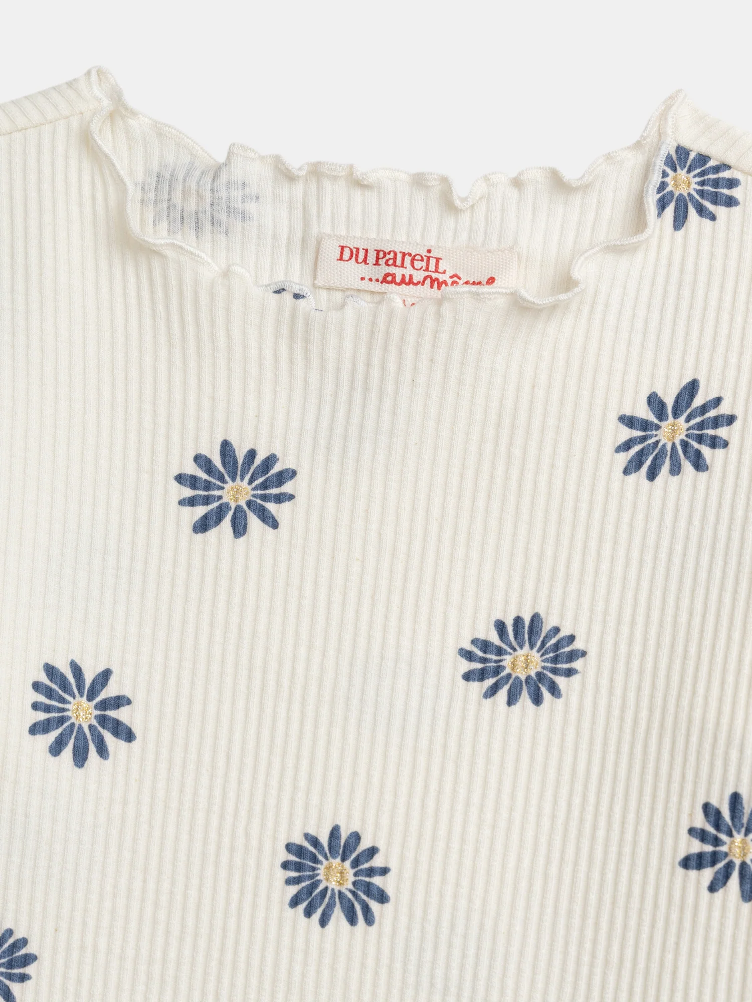 T-shirt ecru a maniche lunghe stampata con fiori per ragazze - Image 2