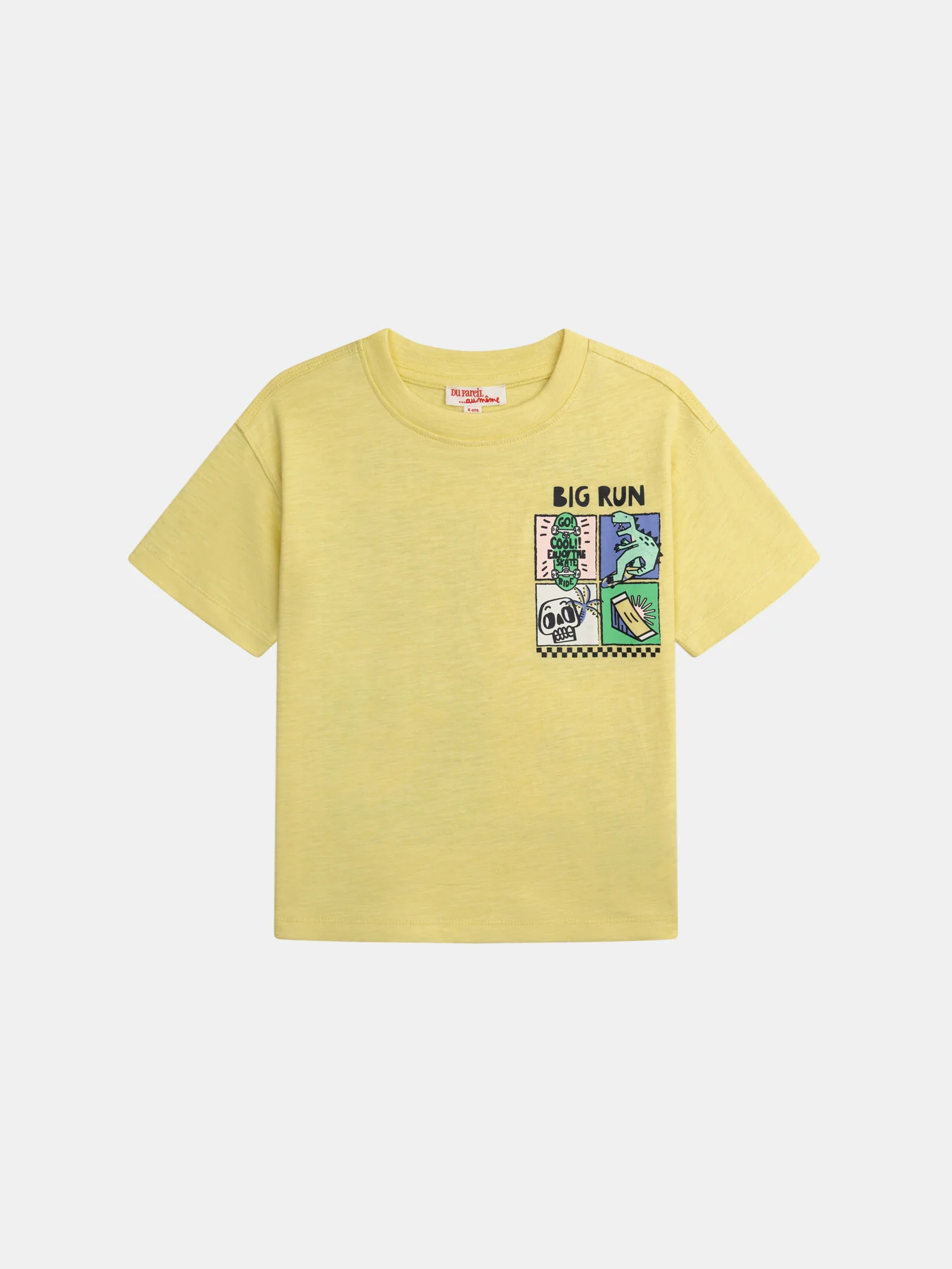 T-shirt gialla con animazione di dinosauro per ragazzi