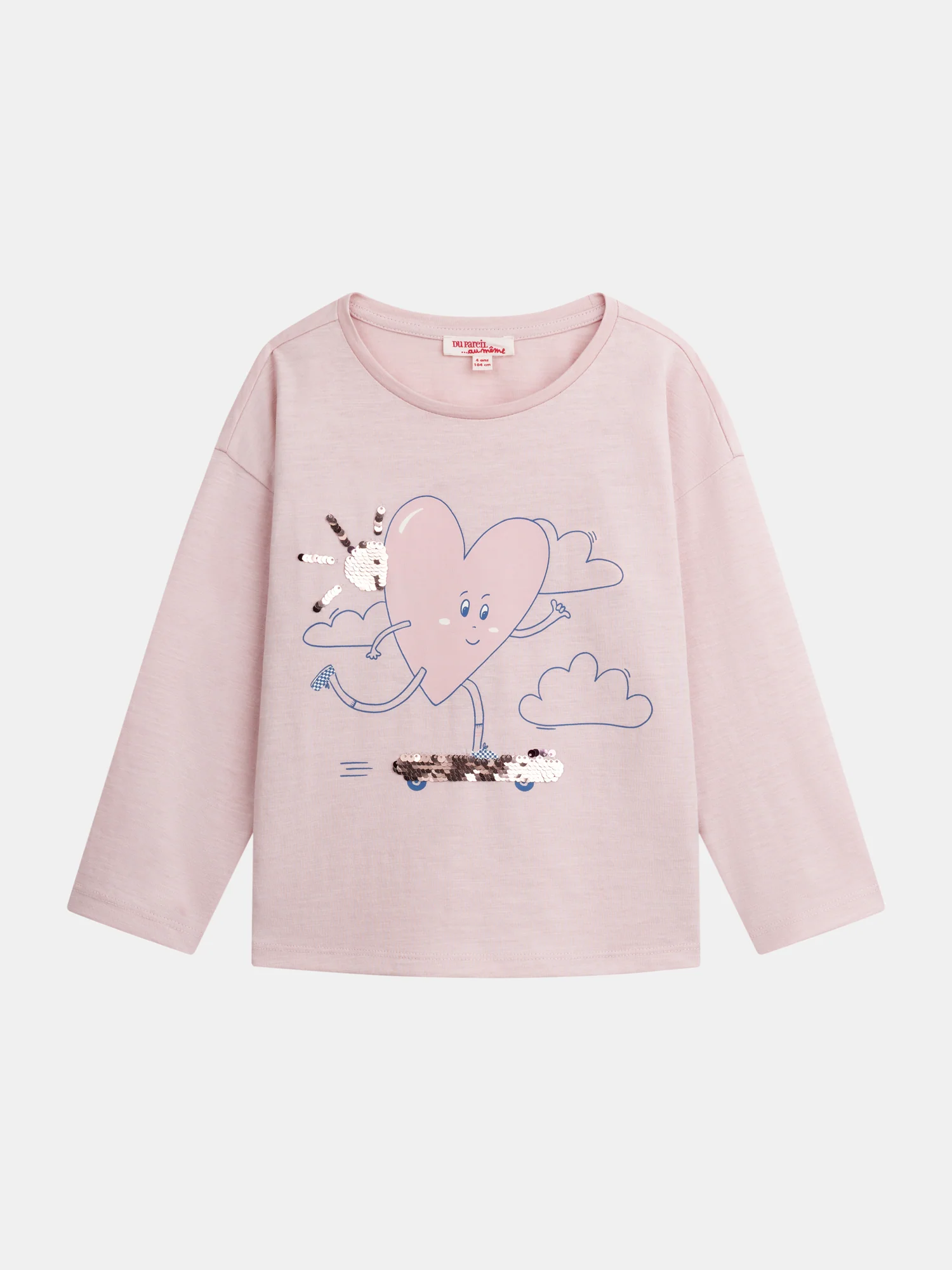 T-shirt rosa chiaro con animazione cuore per ragazze