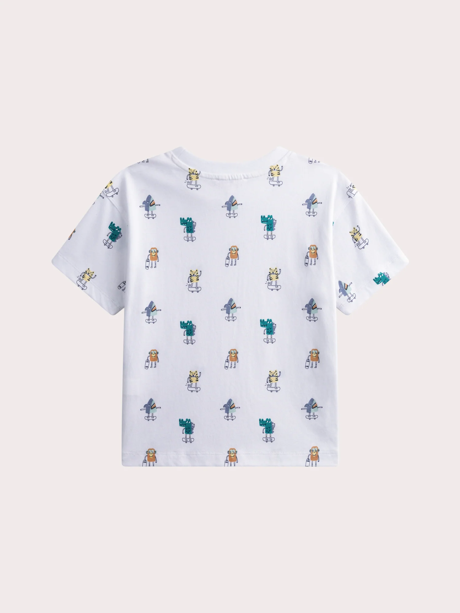 T-shirt a maniche corte bianca con stampa di animali - Image 3