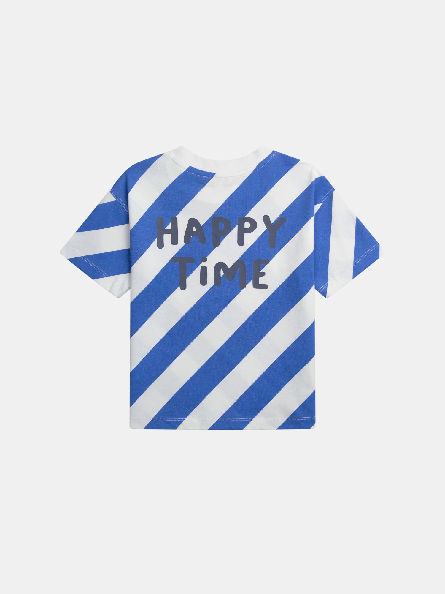 T-shirt a righe ecru e blu a maniche corte per bambini - Image 5