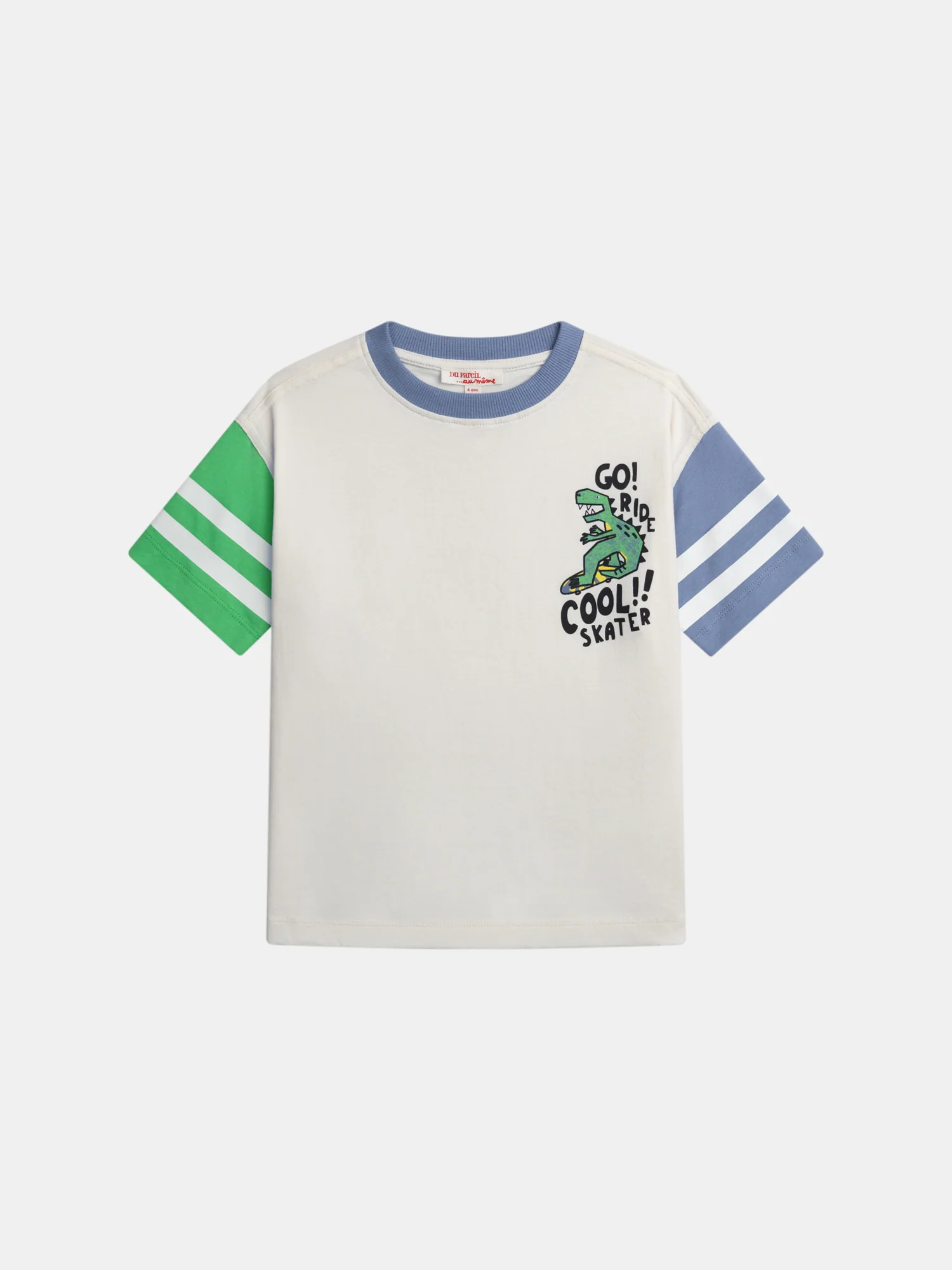 T-shirt color ecru con animazione di dinosauri per ragazzi