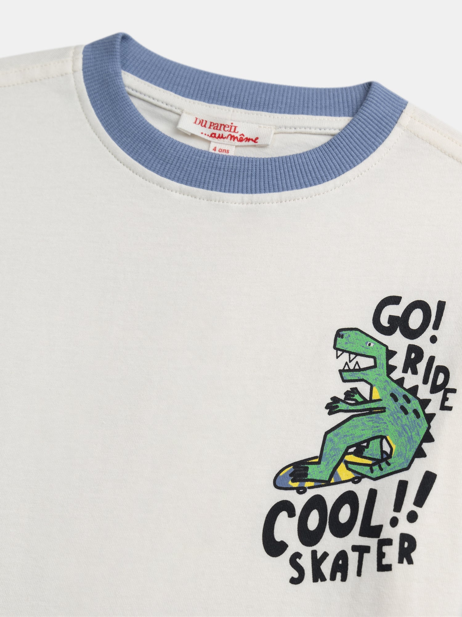 T-shirt color ecru con animazione di dinosauri per ragazzi - Image 4