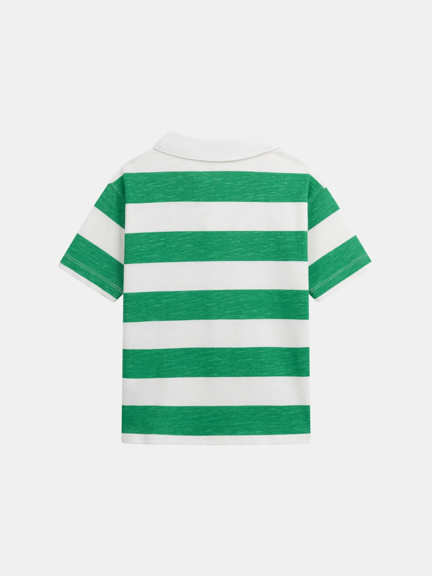 T-shirt polo ecru a righe verdi per bambino - Image 6