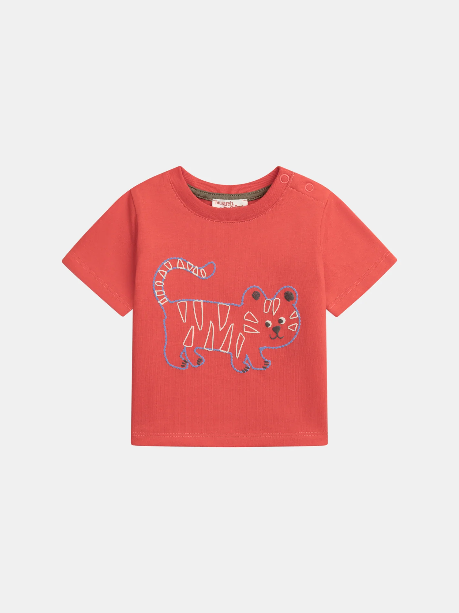 T-shirt rossa a maniche corte con motivo tigre per bambino