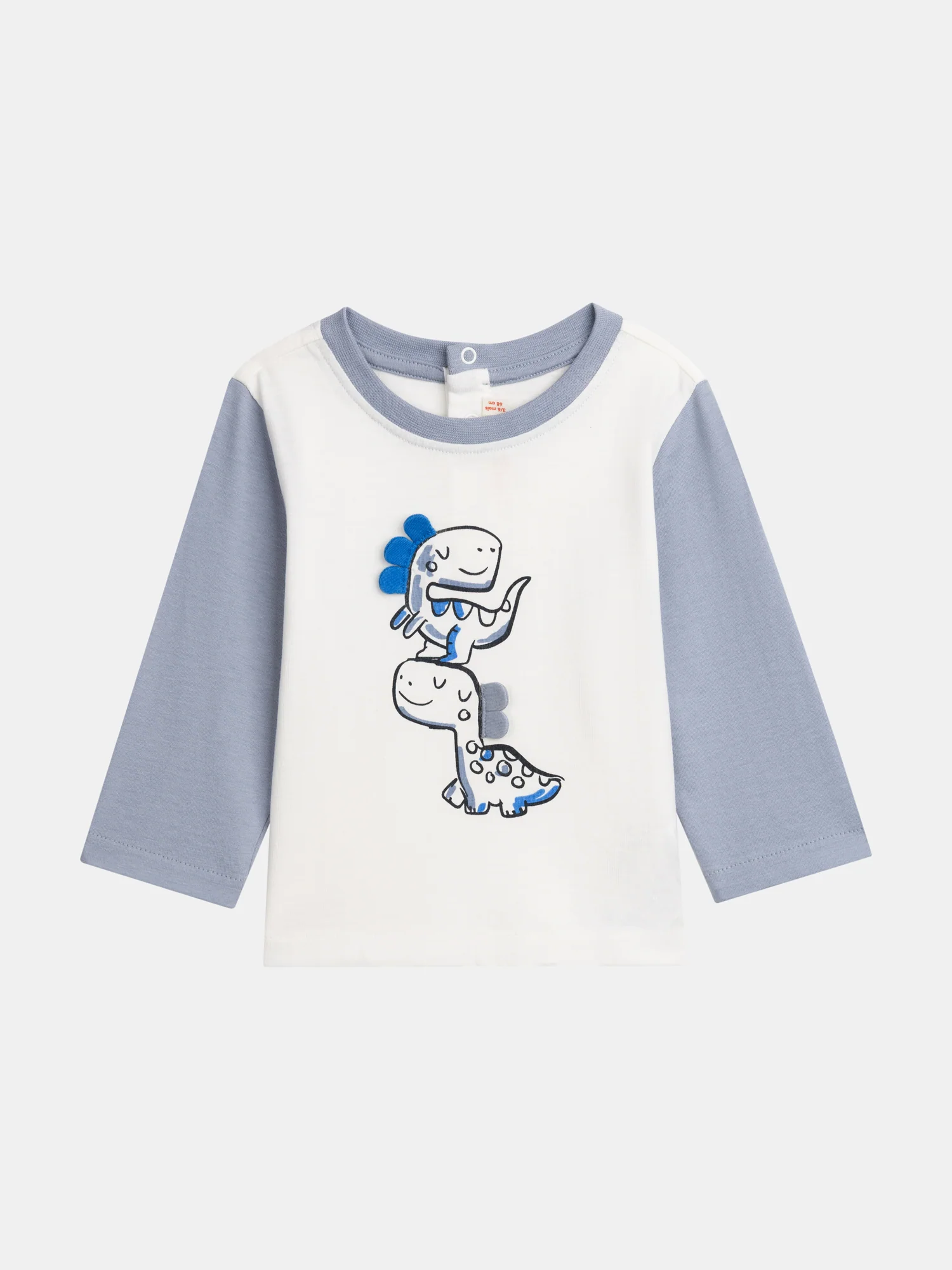 T-shirt a maniche lunghe bicolore "Dinosauro" per bambino