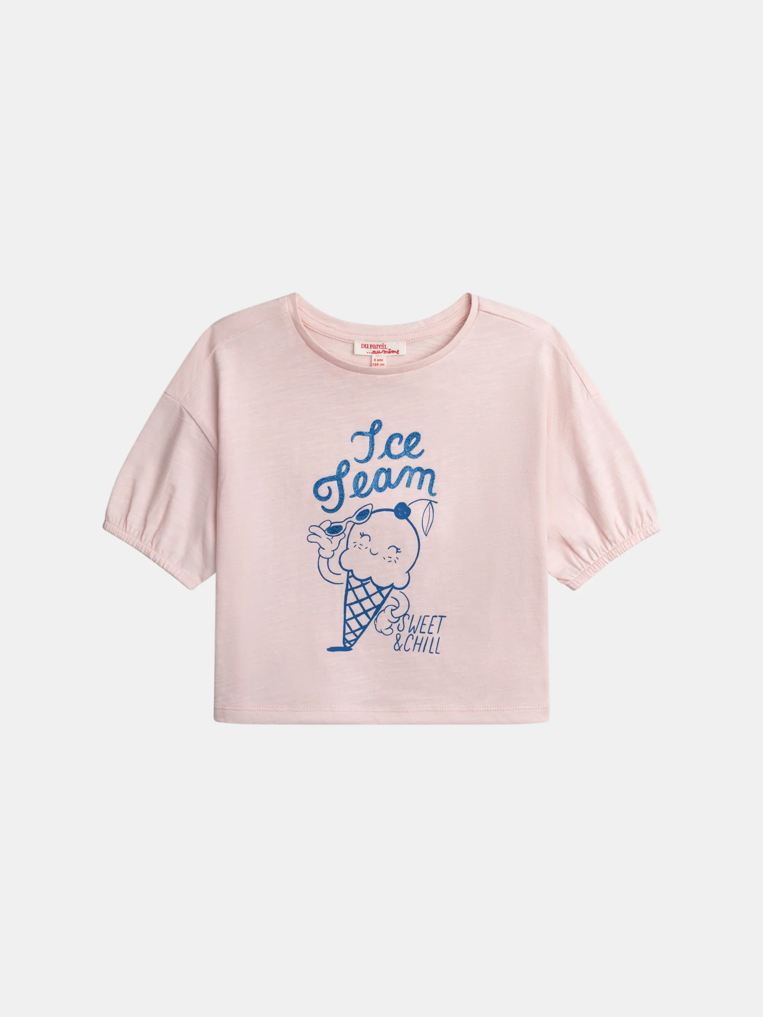 T-shirt rosa con animazione gelato per ragazze