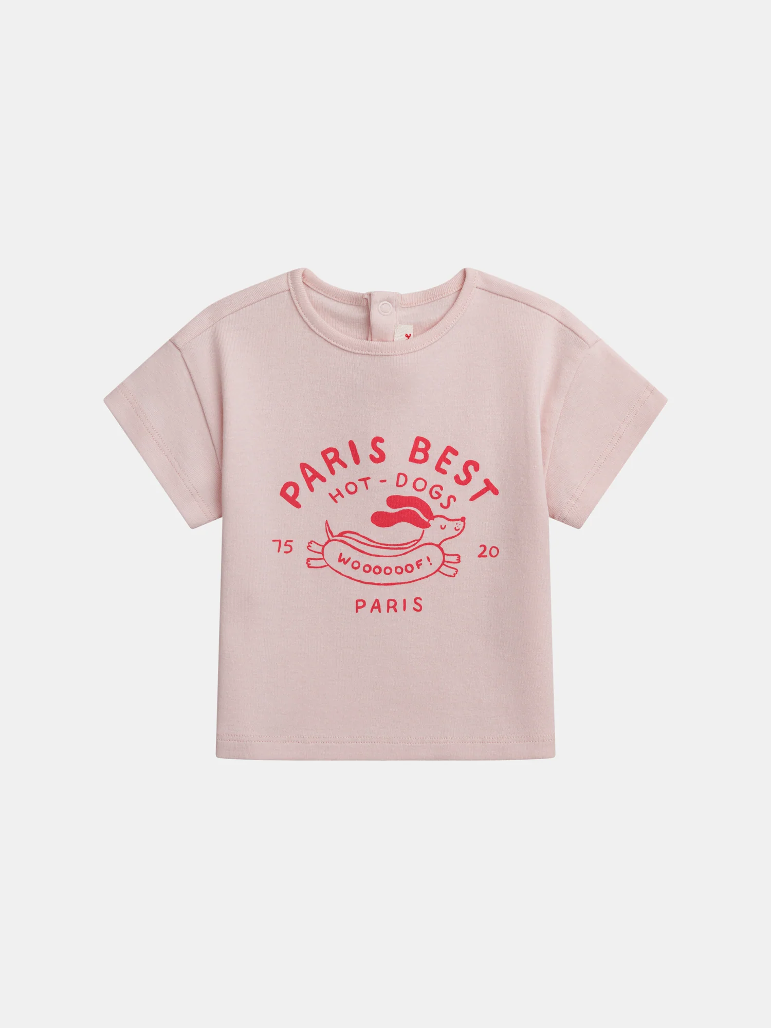T-shirt rosa con motivo "Paris Hot-Dogs" per bebè femmina