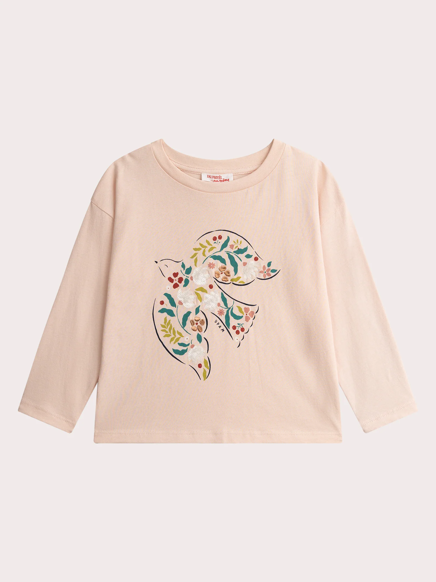 T-shirt rosa polverosa con animazione di rondini per ragazze