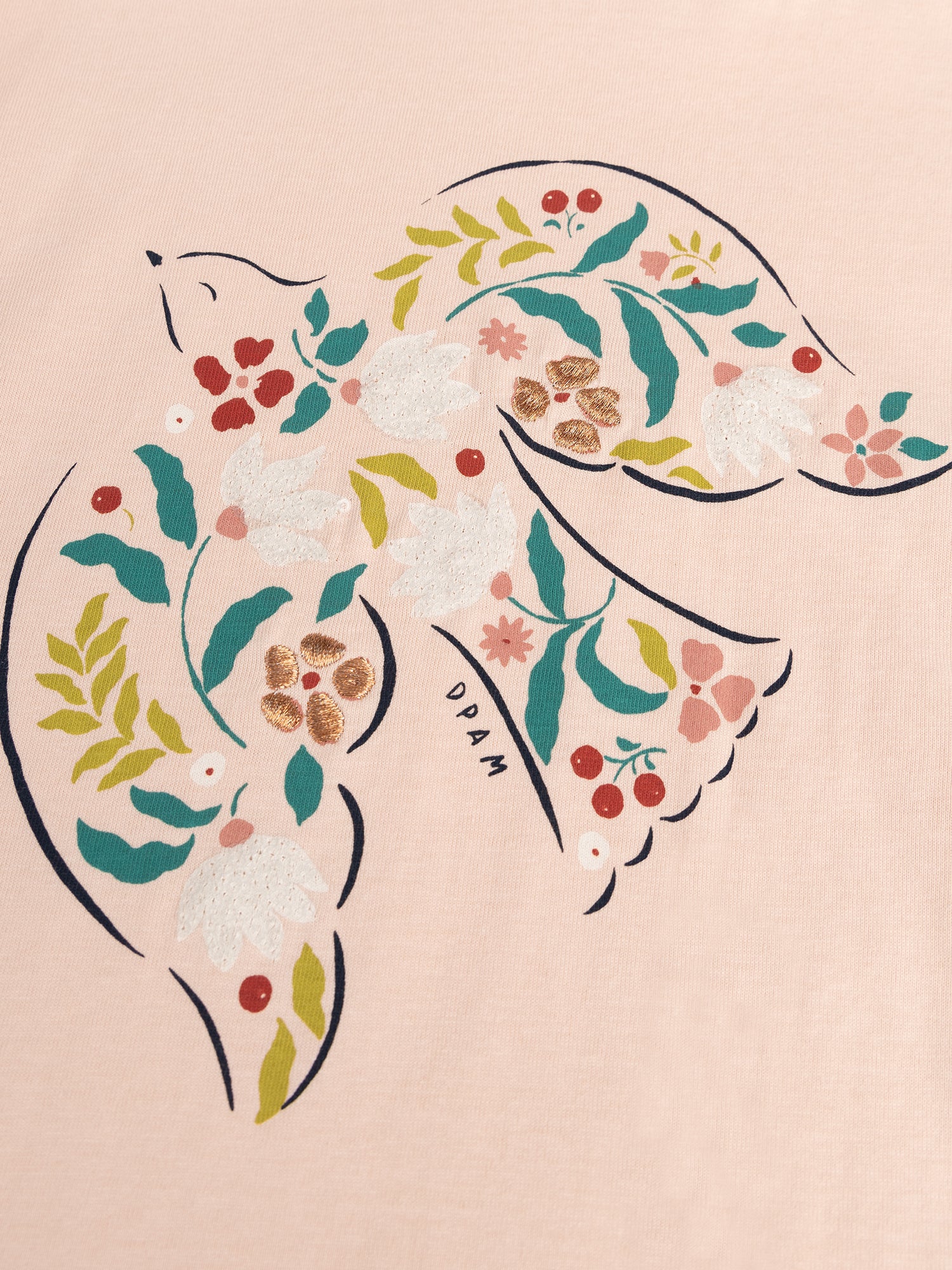 T-shirt rosa polverosa con animazione di rondini per ragazze - Image 2