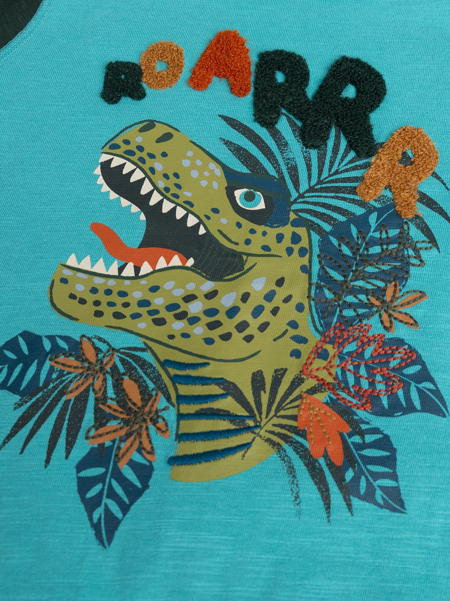 T-shirt tricolore con animazione dinosauro per ragazzi - Image 2