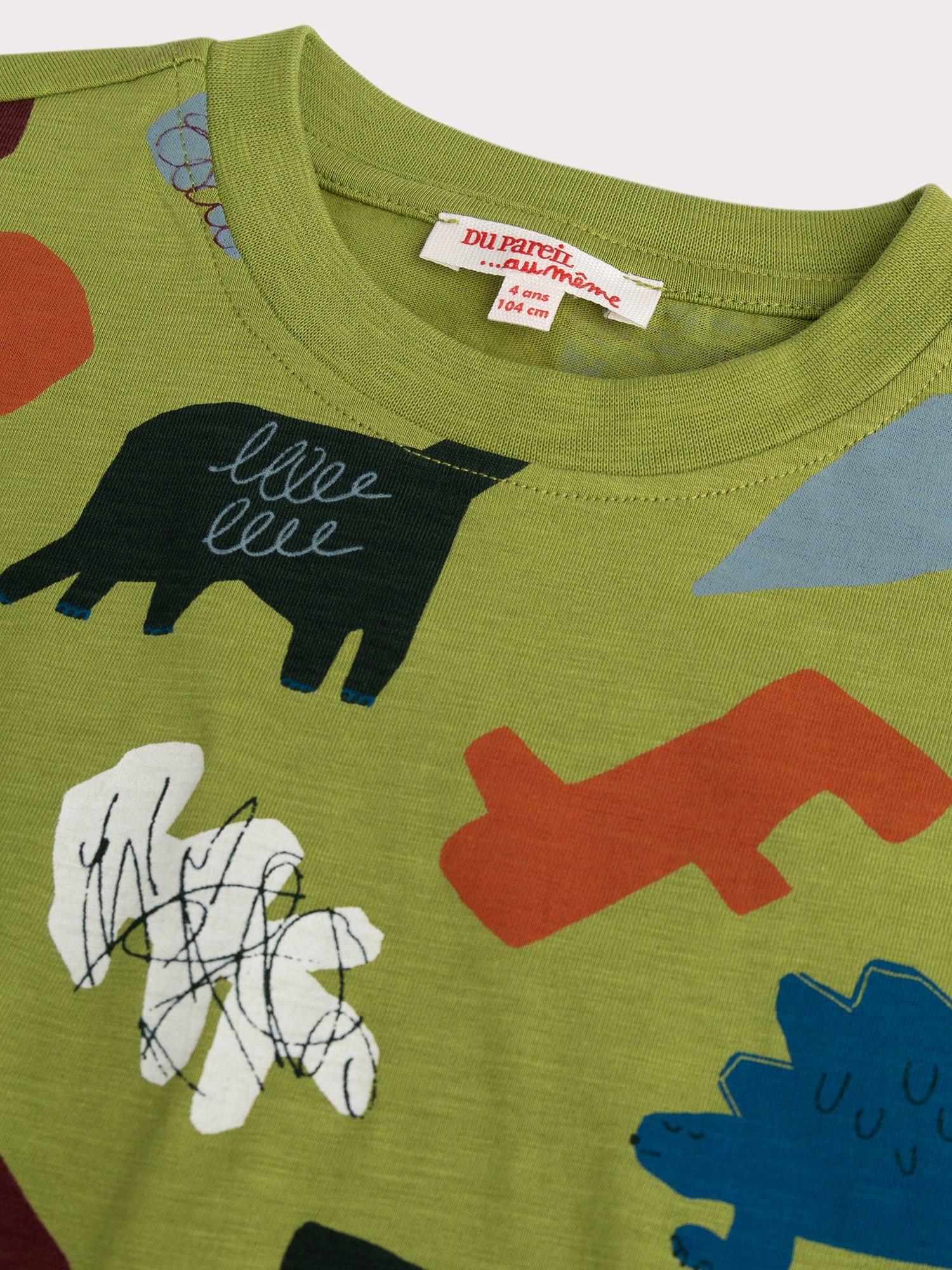 T-shirt verde mela con stampa di dinosauro per ragazzo - Image 2