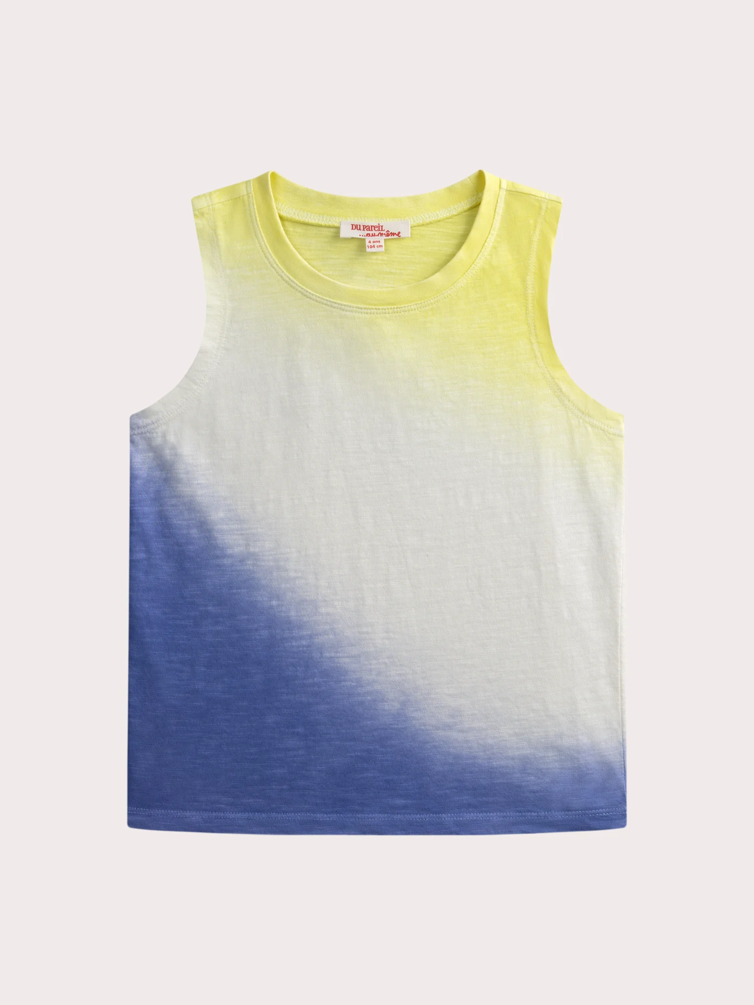 Top senza maniche tie dye giallo e blu