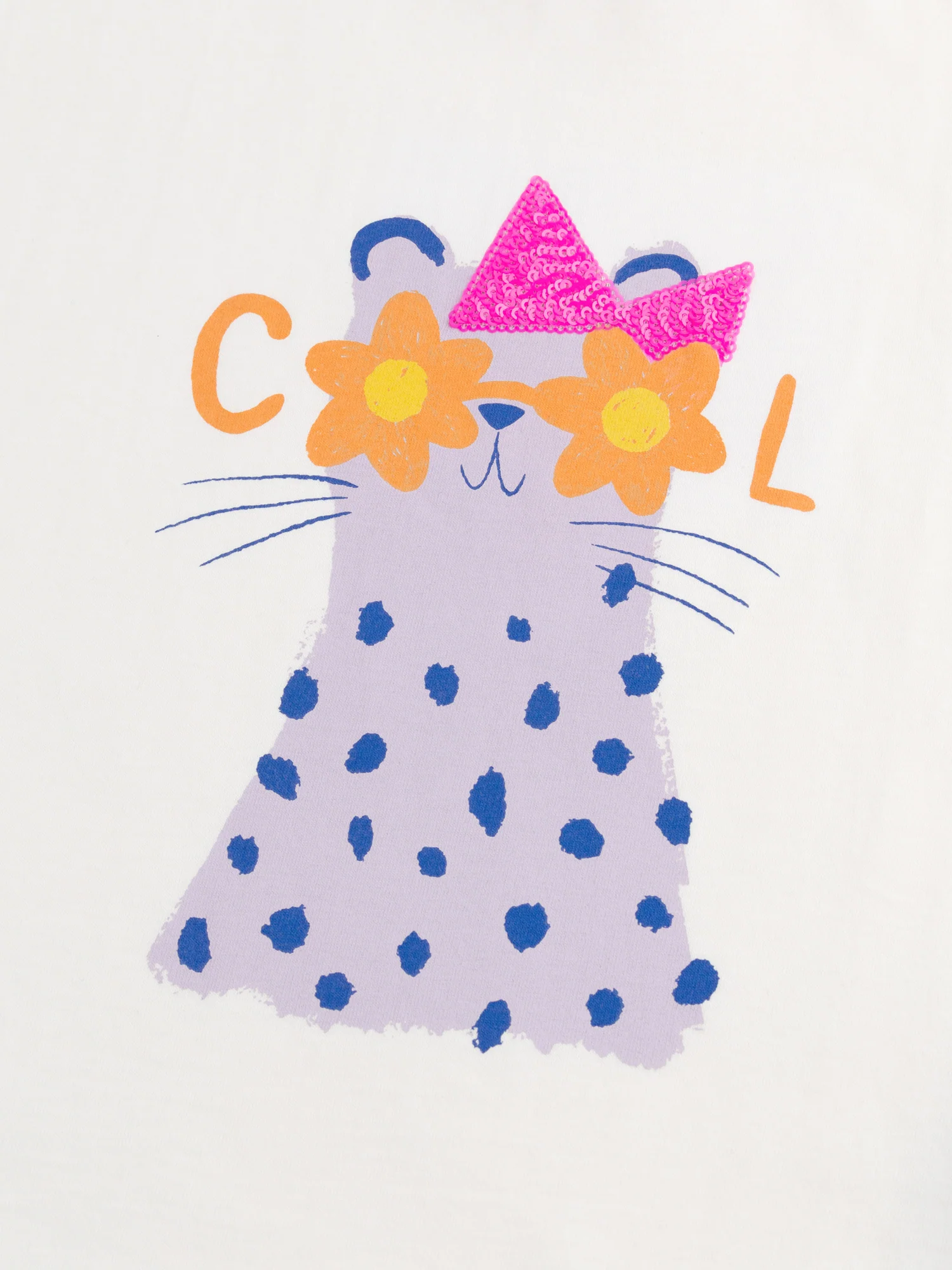 T-shirt ecru maniche corte con animazione animale per ragazze - Image 5