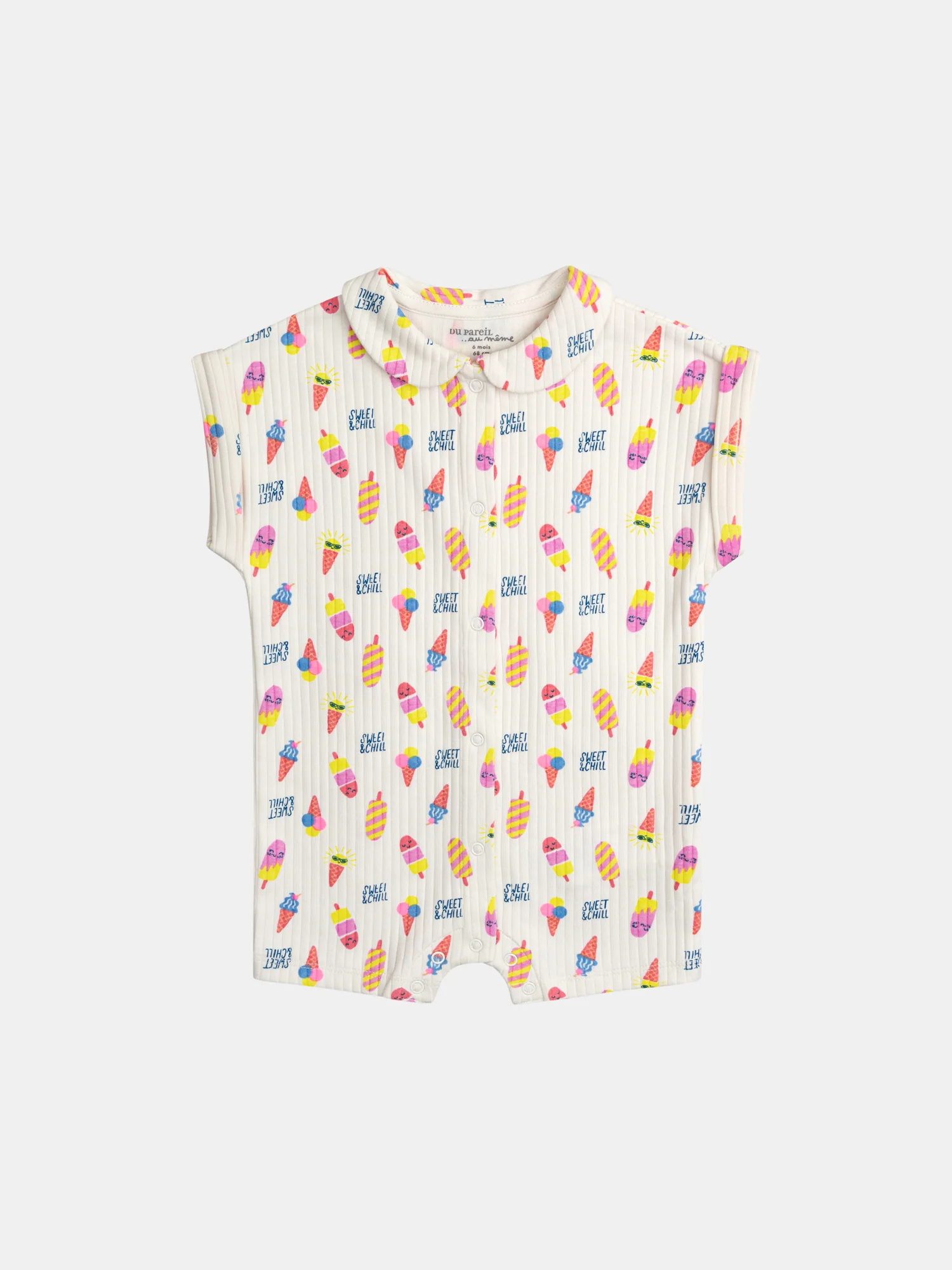 Tutina con colletto Peter Pan e stampa "Sweet Ice Cream" per bambine