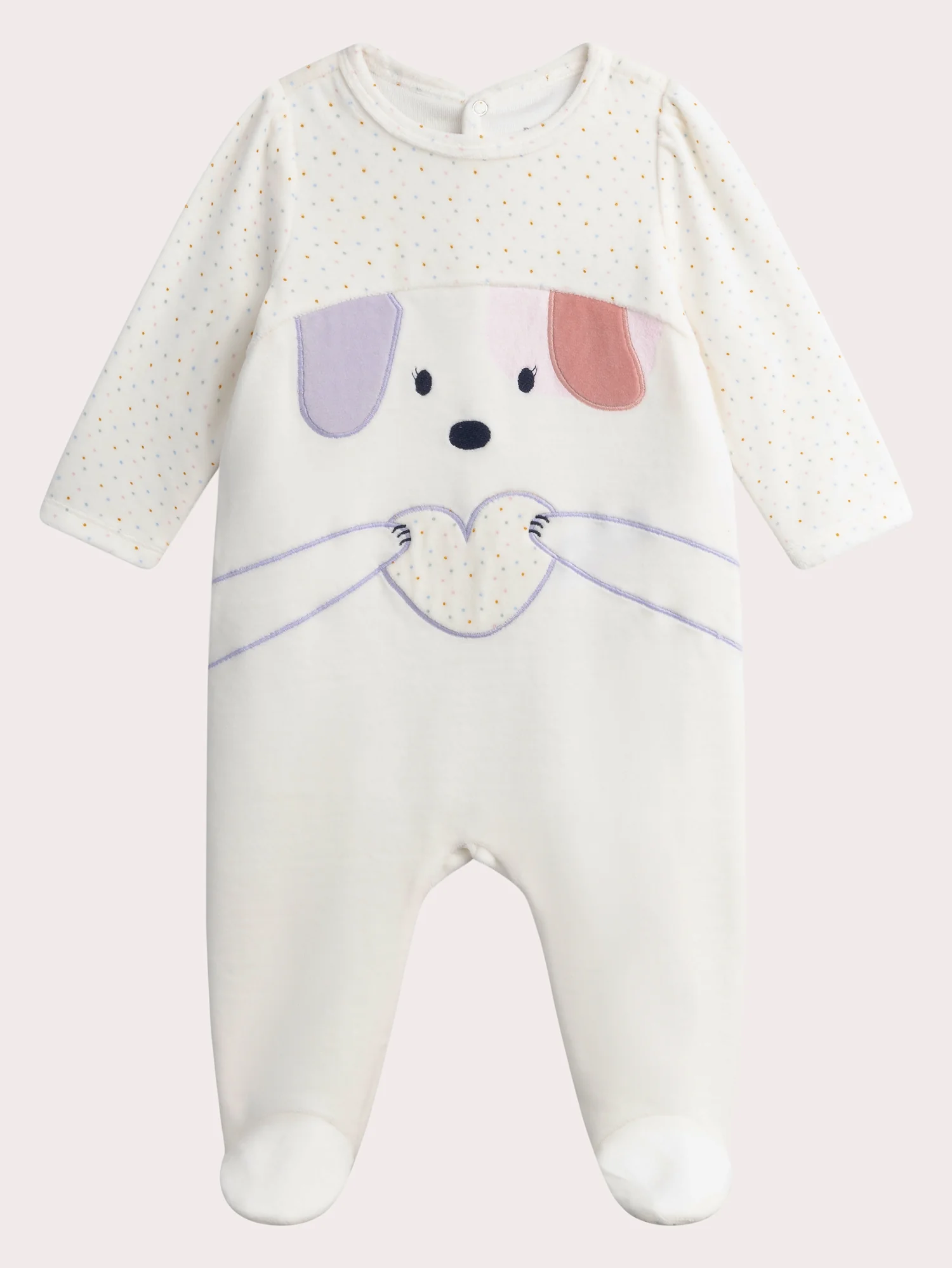 Tutina in velluto ecru per bambina