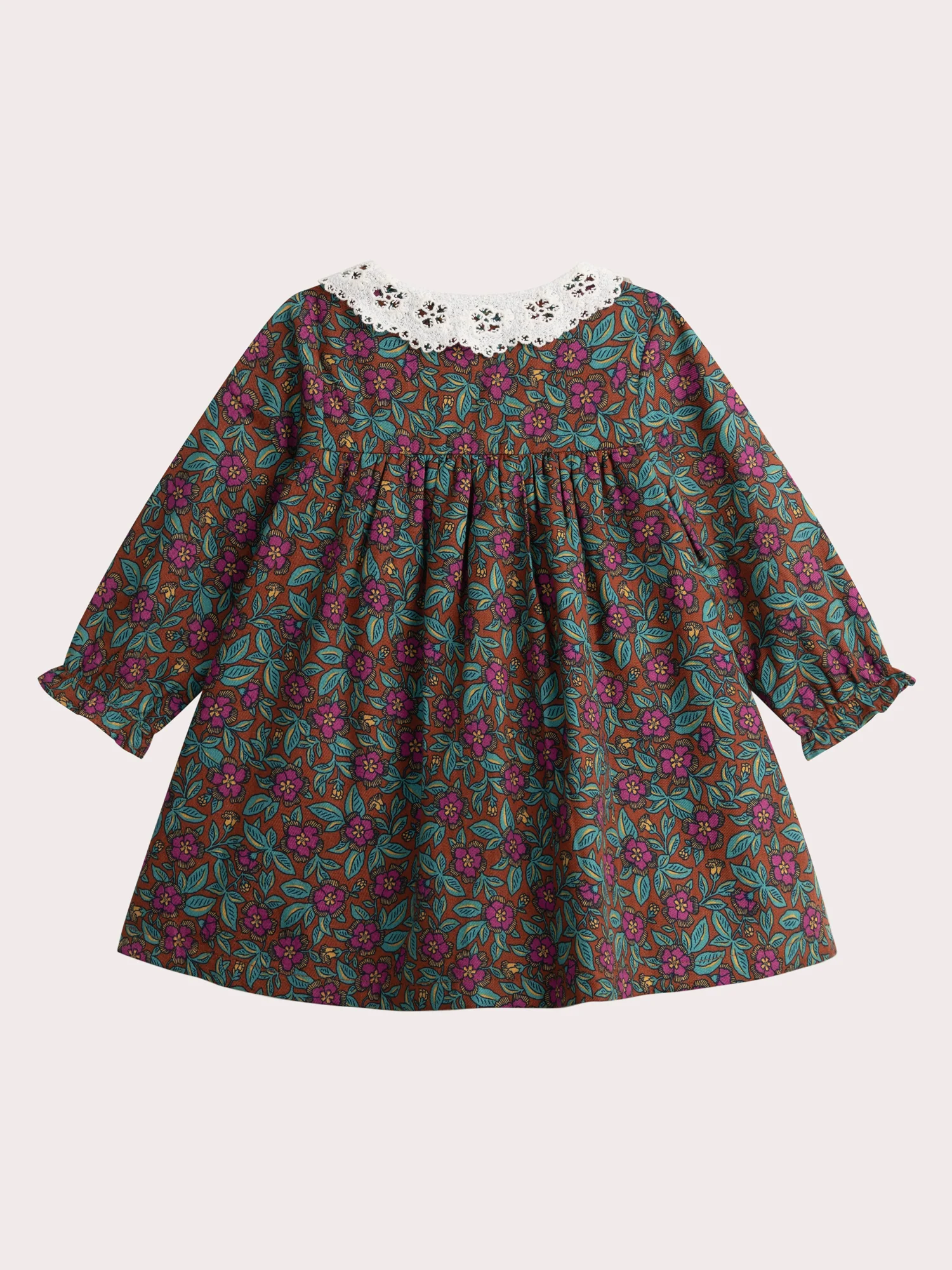 Vestito a Maniche Lunghe con Stampa Floreale per Bebè Femminile - Image 3