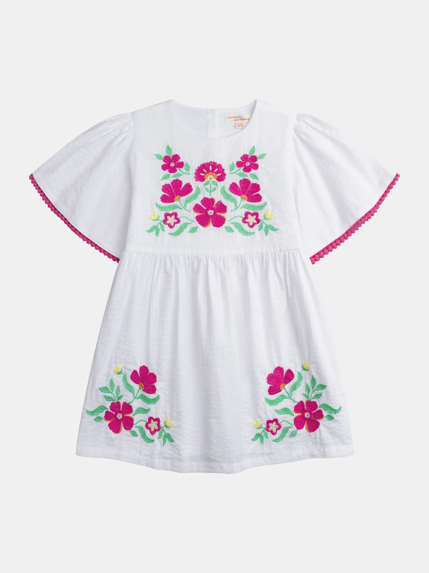 Vestito bianco con ricami floreali per ragazze