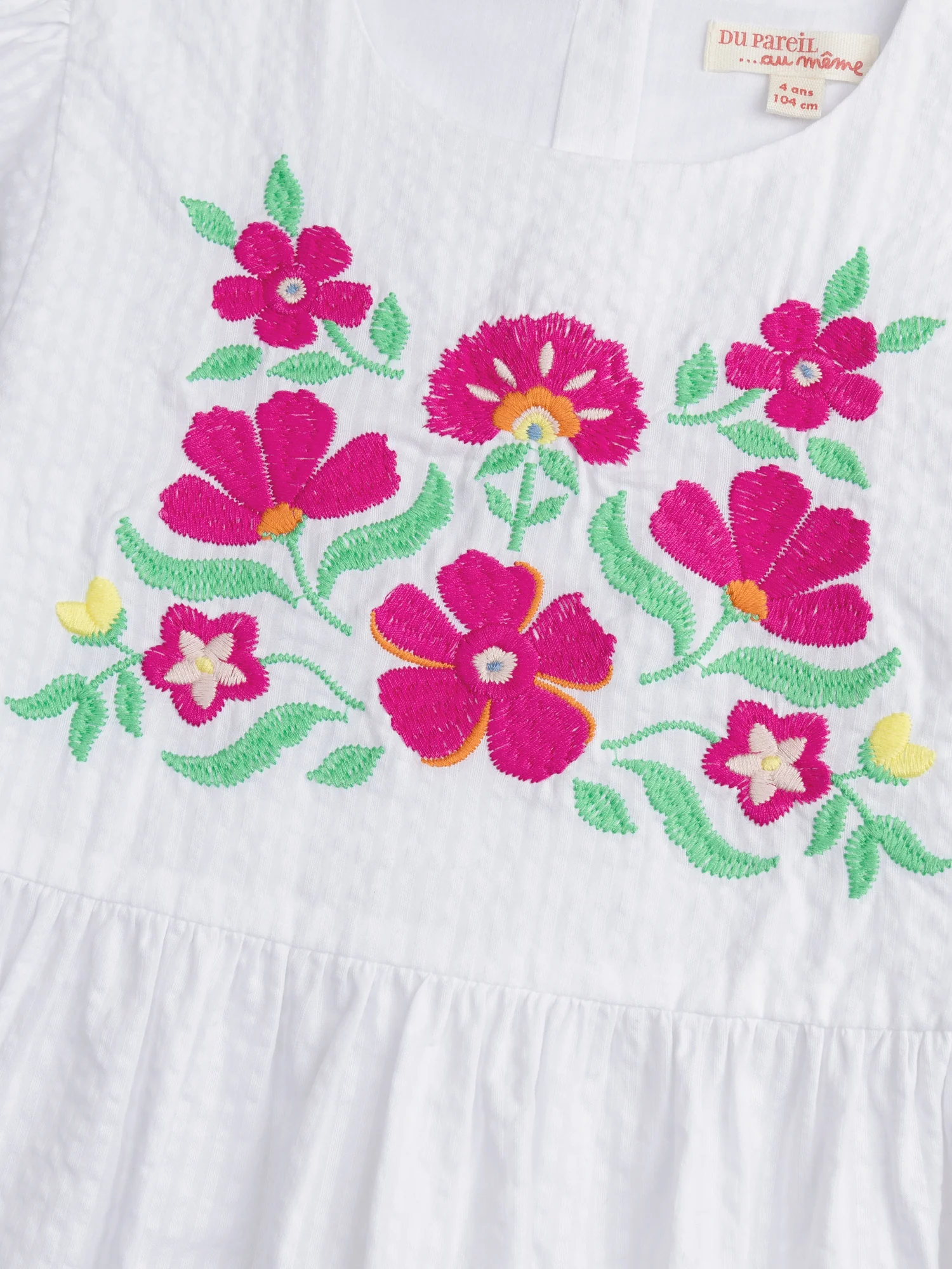 Vestito bianco con ricami floreali per ragazze - Image 5