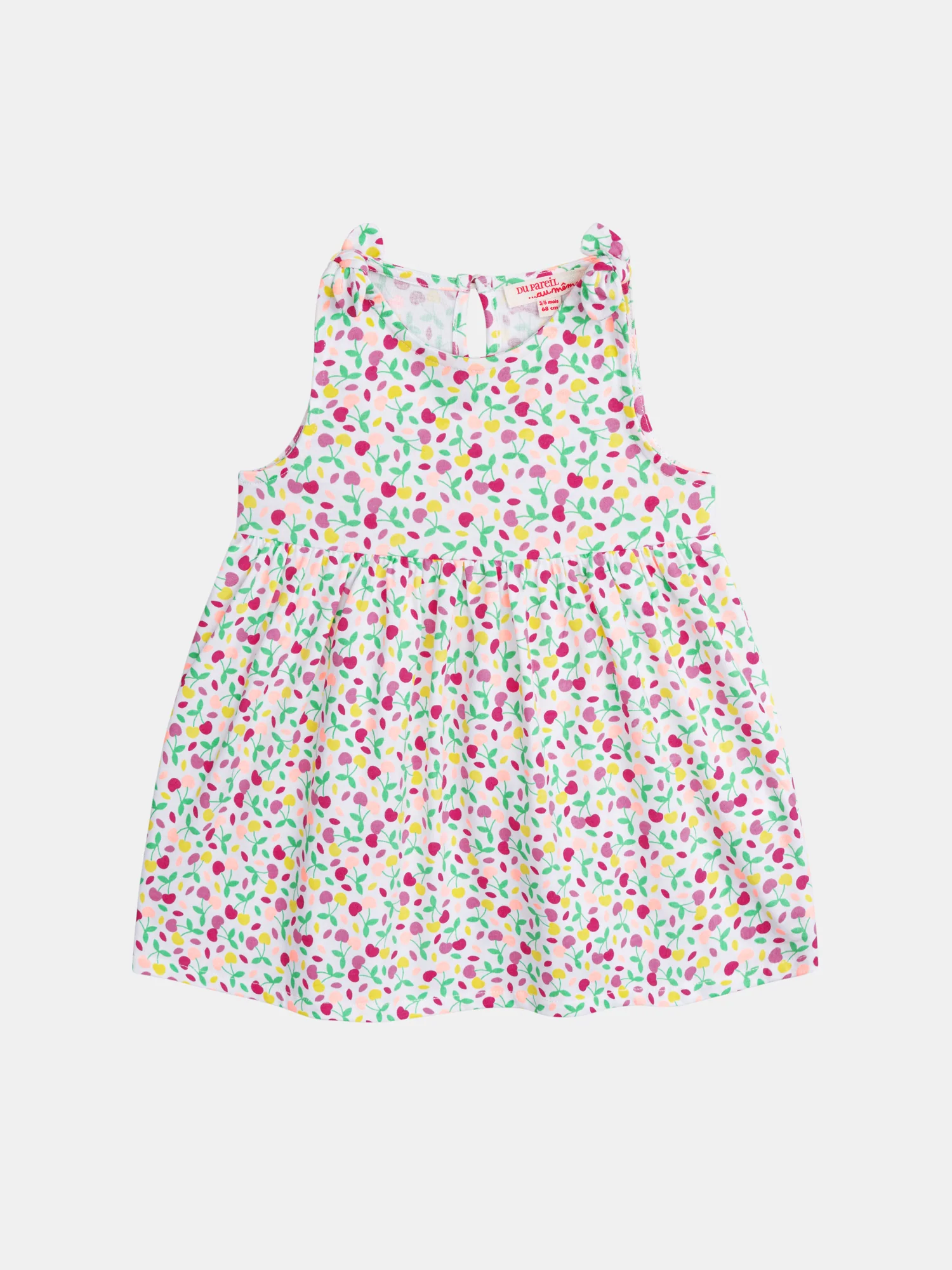 Vestito multicolore con stampa di ciliegie per bambina