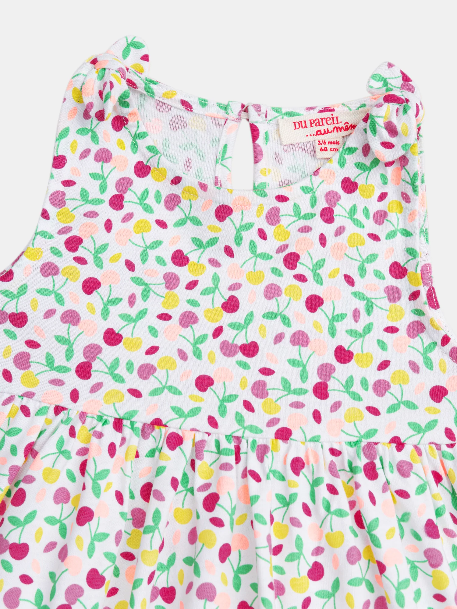 Vestito multicolore con stampa di ciliegie per bambina - Image 2