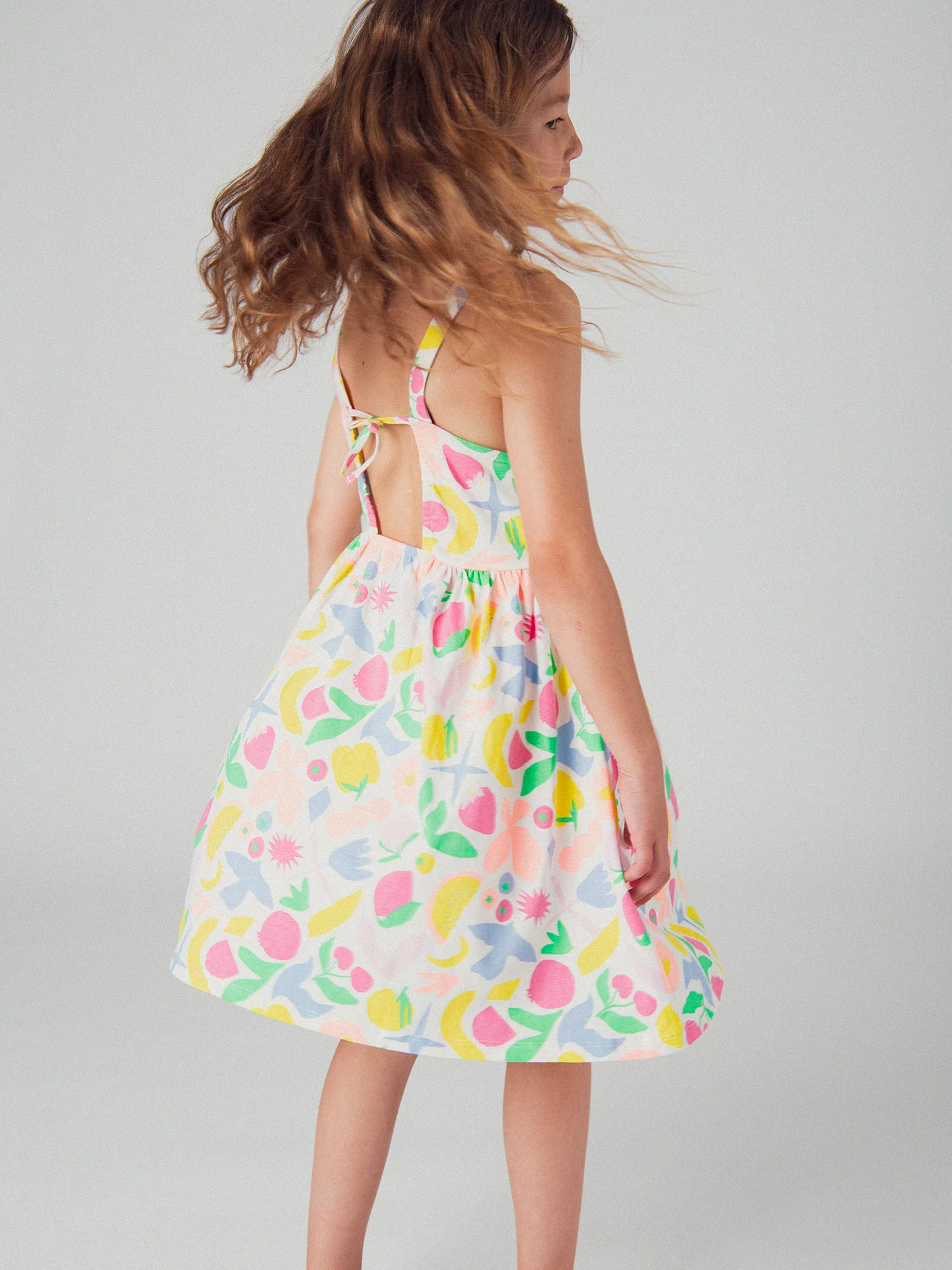 Vestito a spalline con stampa di frutta colorata per ragazza - Image 2