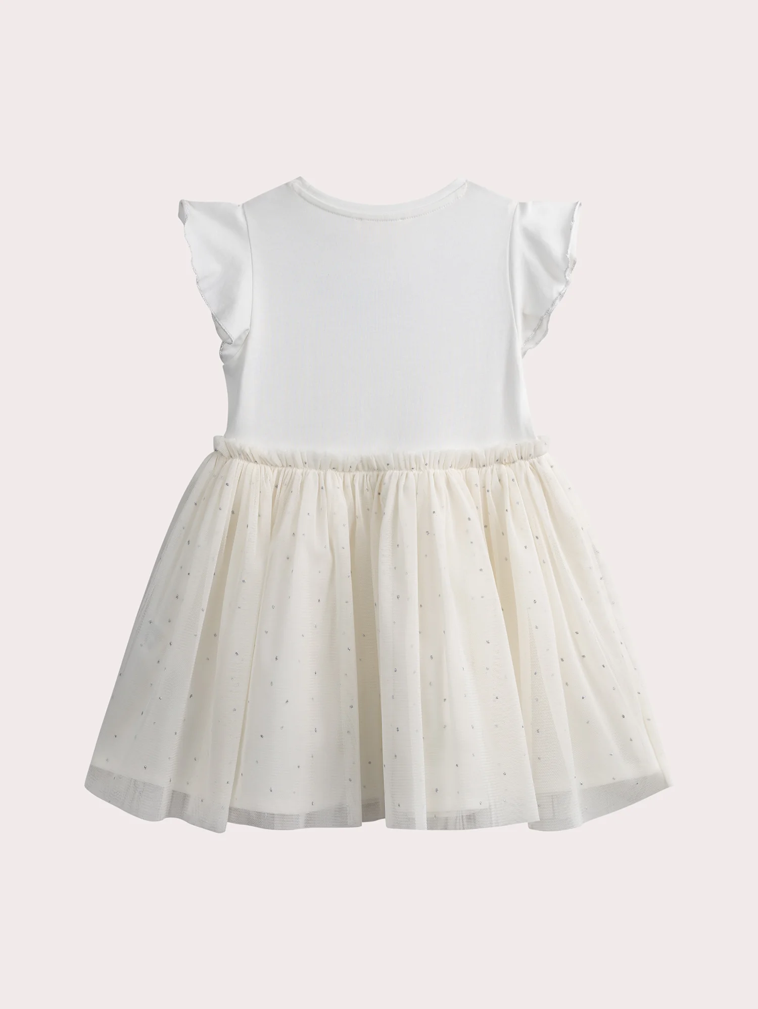 Vestito ecru fantasia bi-materiale - Image 3