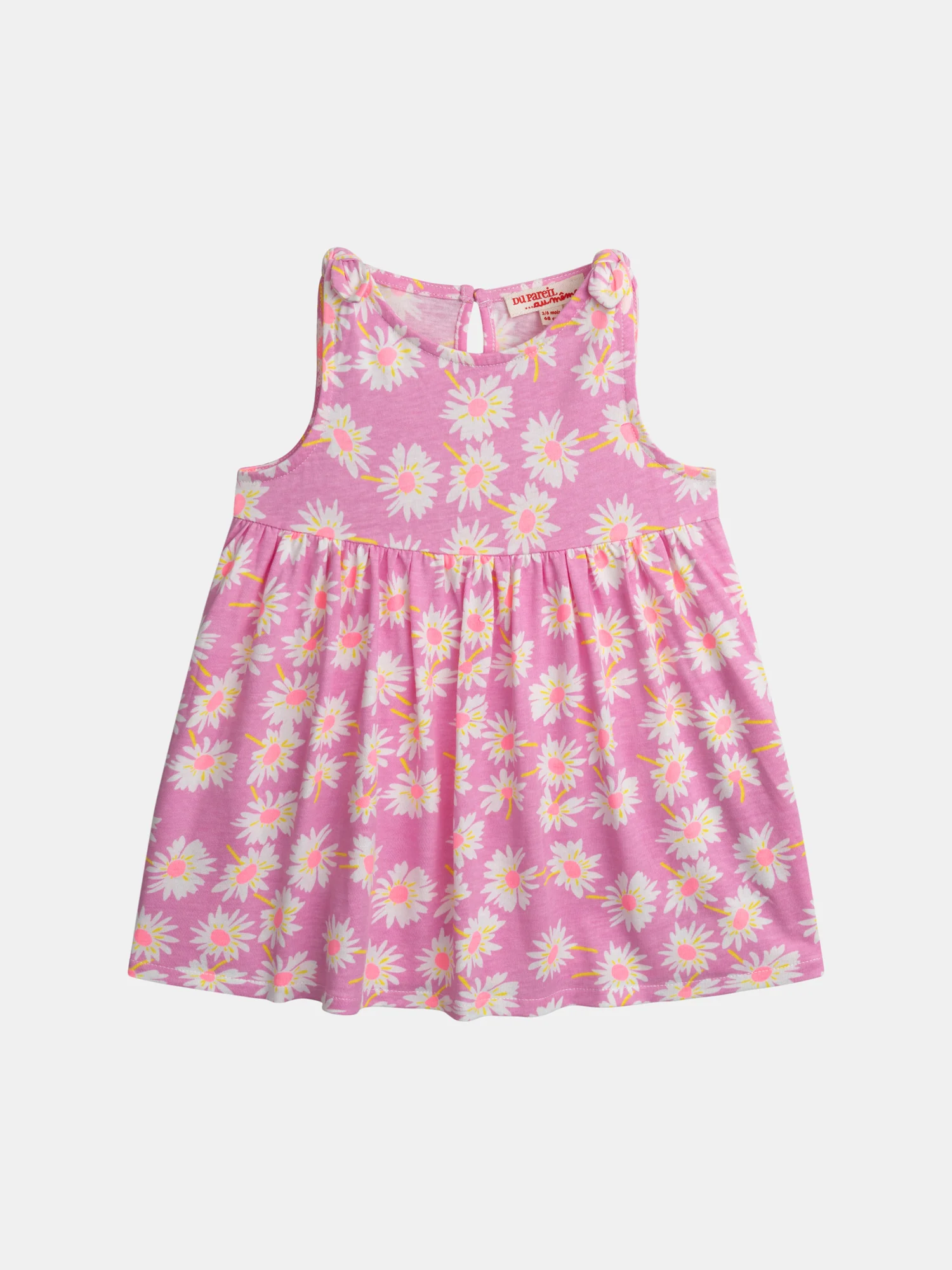 Vestito rosa candy con stampa integrale di margherite per bambina