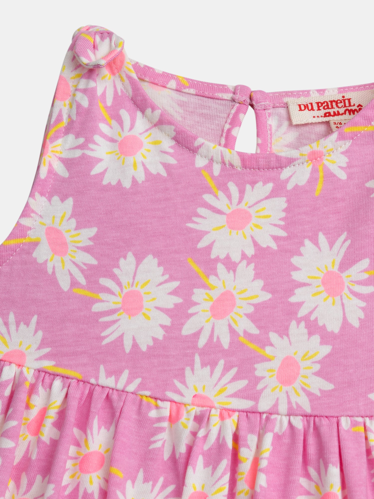 Vestito rosa candy con stampa integrale di margherite per bambina - Image 2
